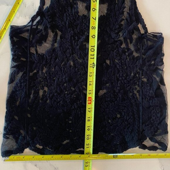 No tag, H&M, Sleeveless Top, embroidered-feel, round neck, Sheer Black, Size M - Picture 3 of 6